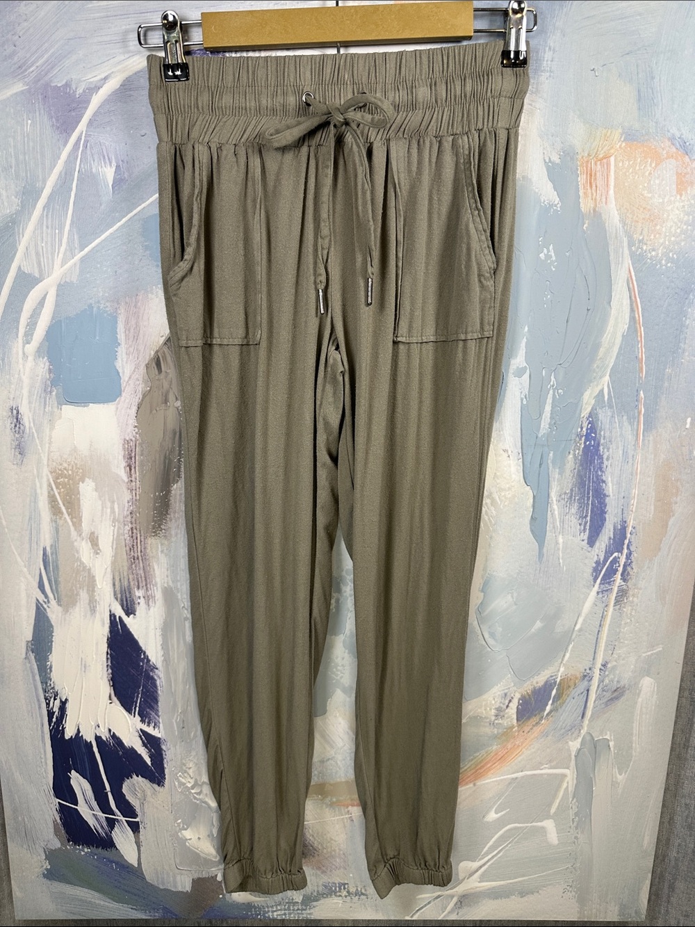 Rewash American Original Olive Green Cargo Jogger Pants S Rayon Utility